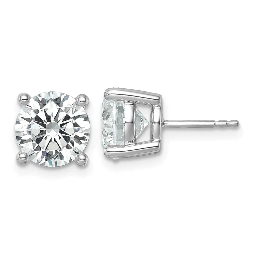 14k White Gold 6 ct Round Lab Grown Diamond Stud Earrings VS Clarity, D-E Color