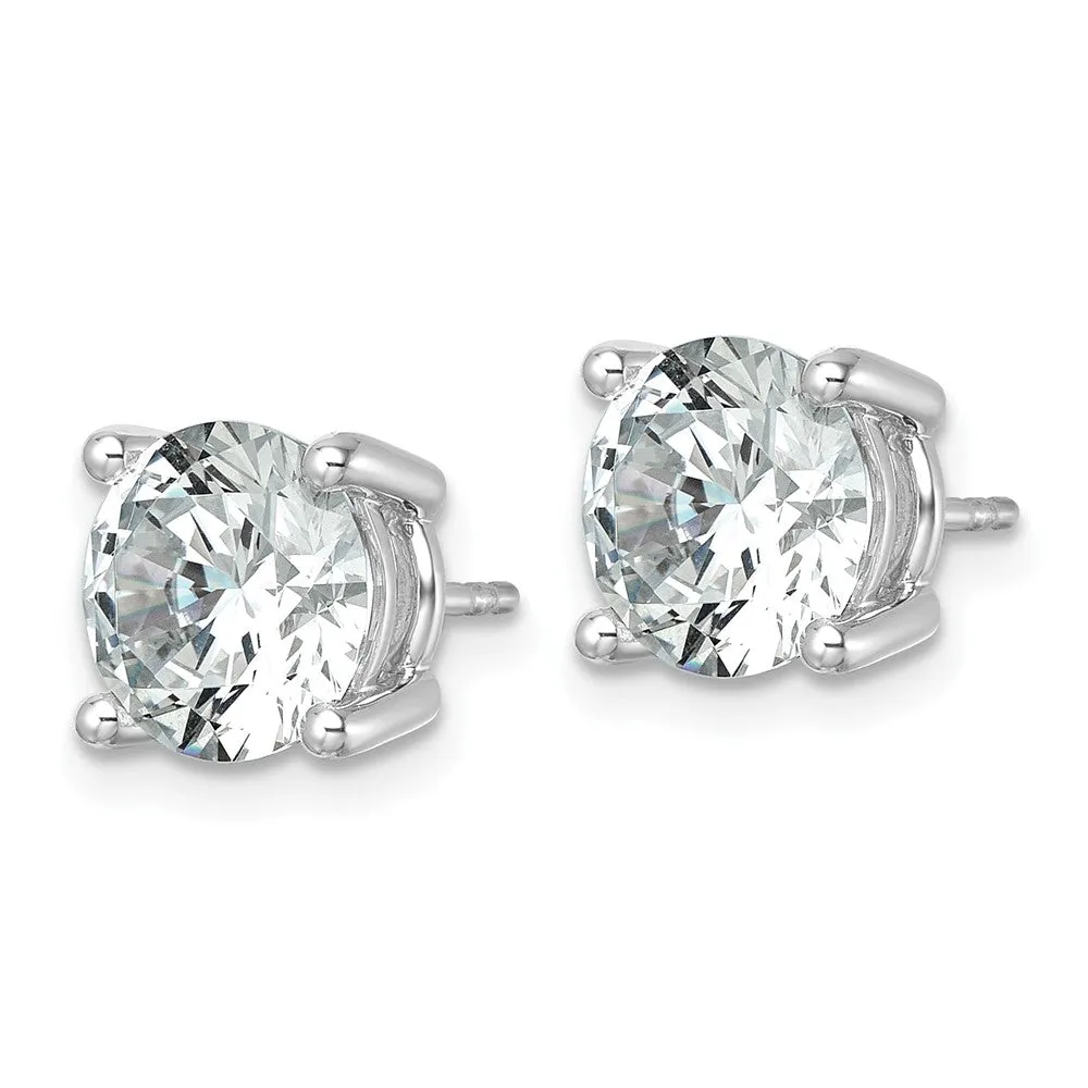 14k White Gold 6 ct Round Lab Grown Diamond Stud Earrings VS Clarity, D-E Color