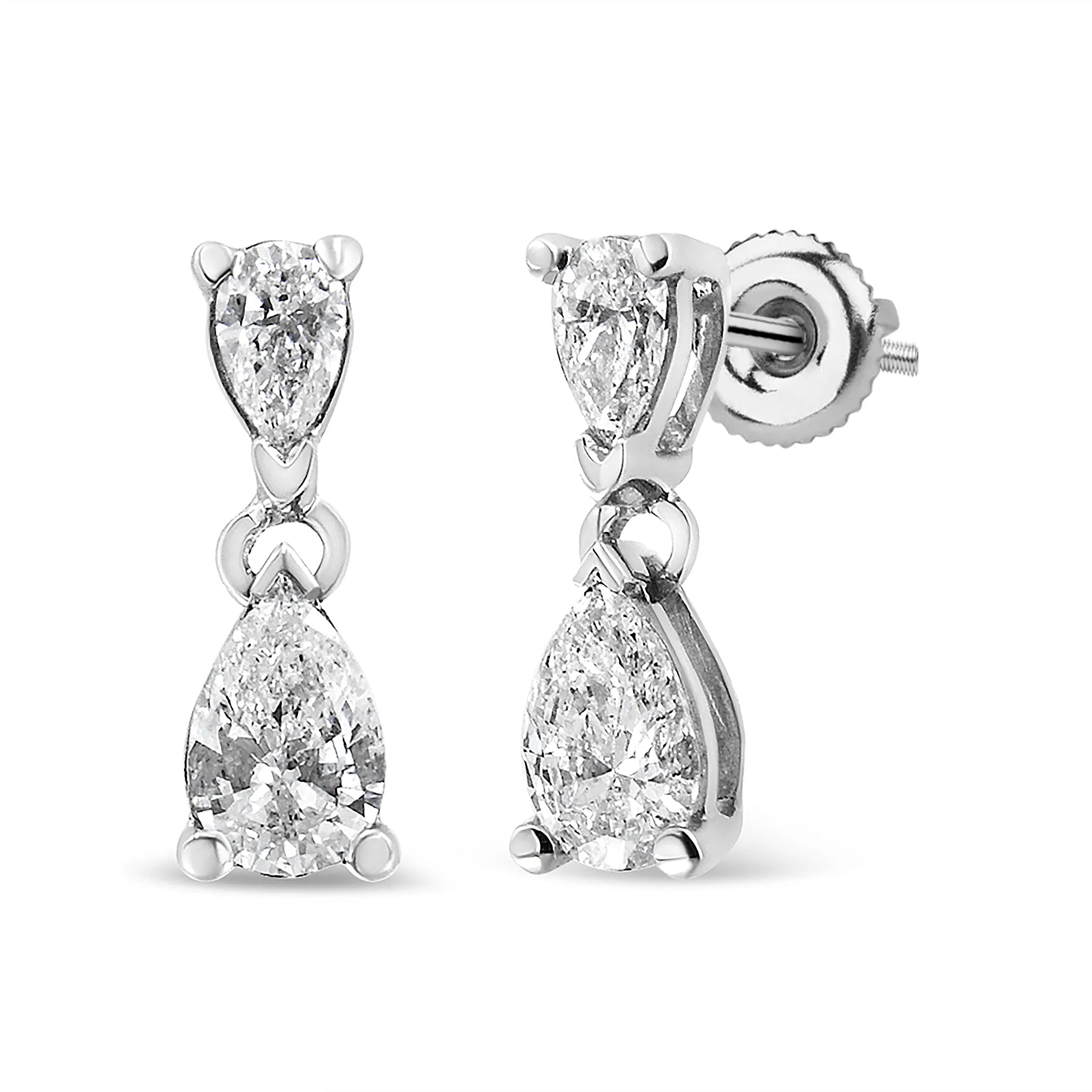 14K White Gold Pear Shape Lab Grown Diamond Dangle Stud Earrings