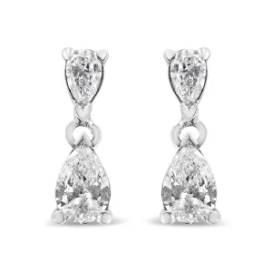 14K White Gold Pear Shape Lab Grown Diamond Dangle Stud Earrings