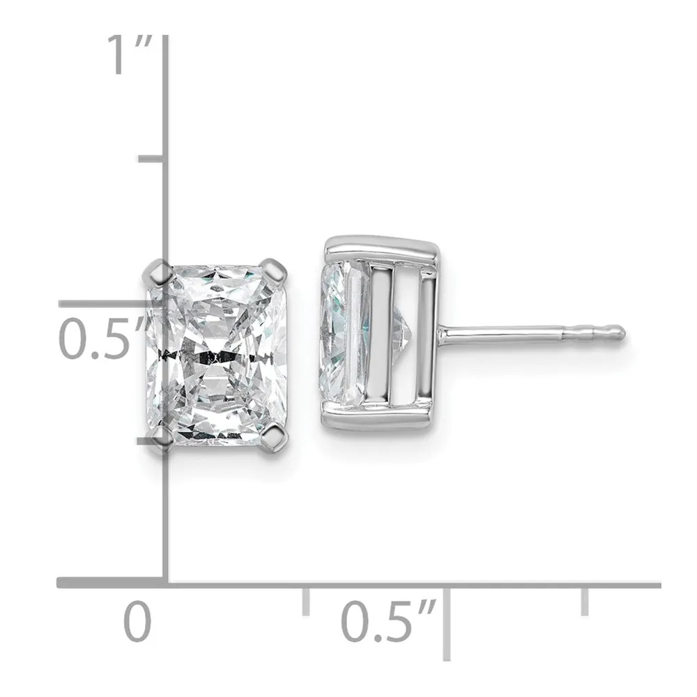 14k White Gold Radiant 4 ct Lab Grown Diamond Stud Earrings VS Clarity, D-E Color