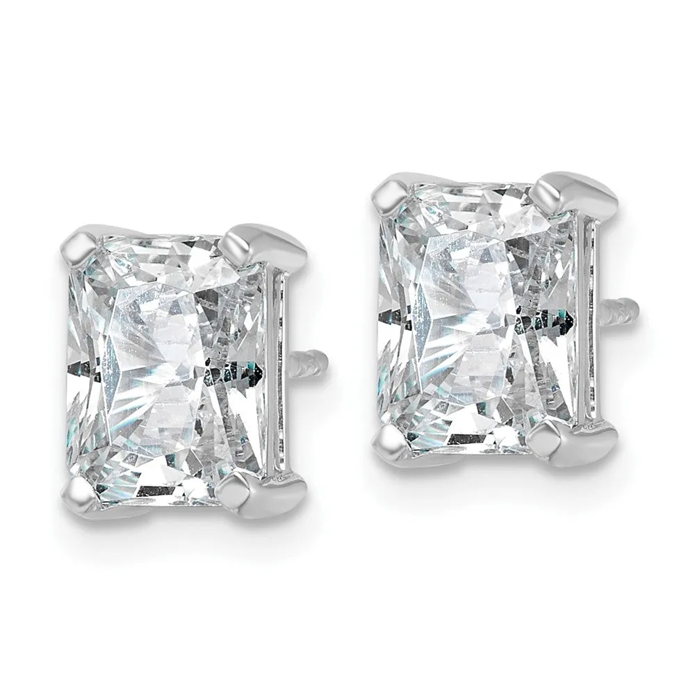 14k White Gold Radiant 4 ct Lab Grown Diamond Stud Earrings VS Clarity, D-E Color