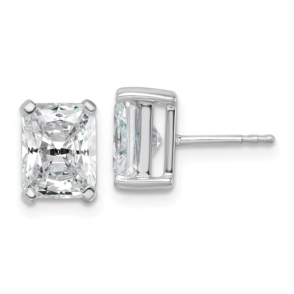 14k White Gold Radiant 4 ct Lab Grown Diamond Stud Earrings VS Clarity, D-E Color