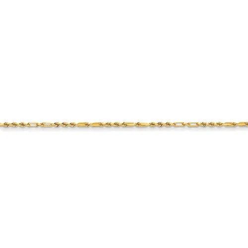 14K Yellow Gold Milano Rope Chain Anklet
