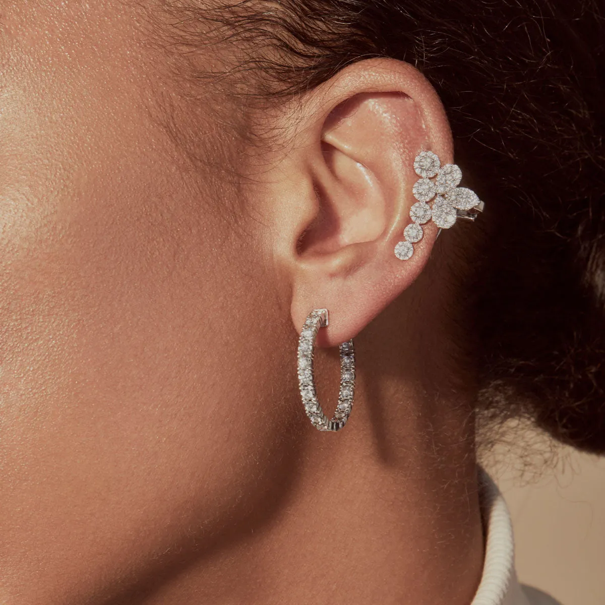 14KT Yellow Gold Diamond Small Bella Hoop Earrings