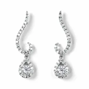 18ct White Gold 0.48ct Round Brilliant Cut Swirl Drop Earrings
