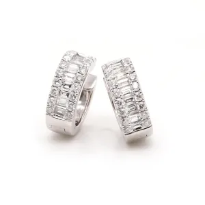 18ct White Gold Diamond Set Huggie Earrings