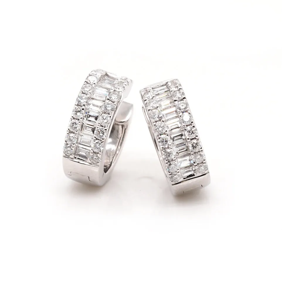 18ct White Gold Diamond Set Huggie Earrings