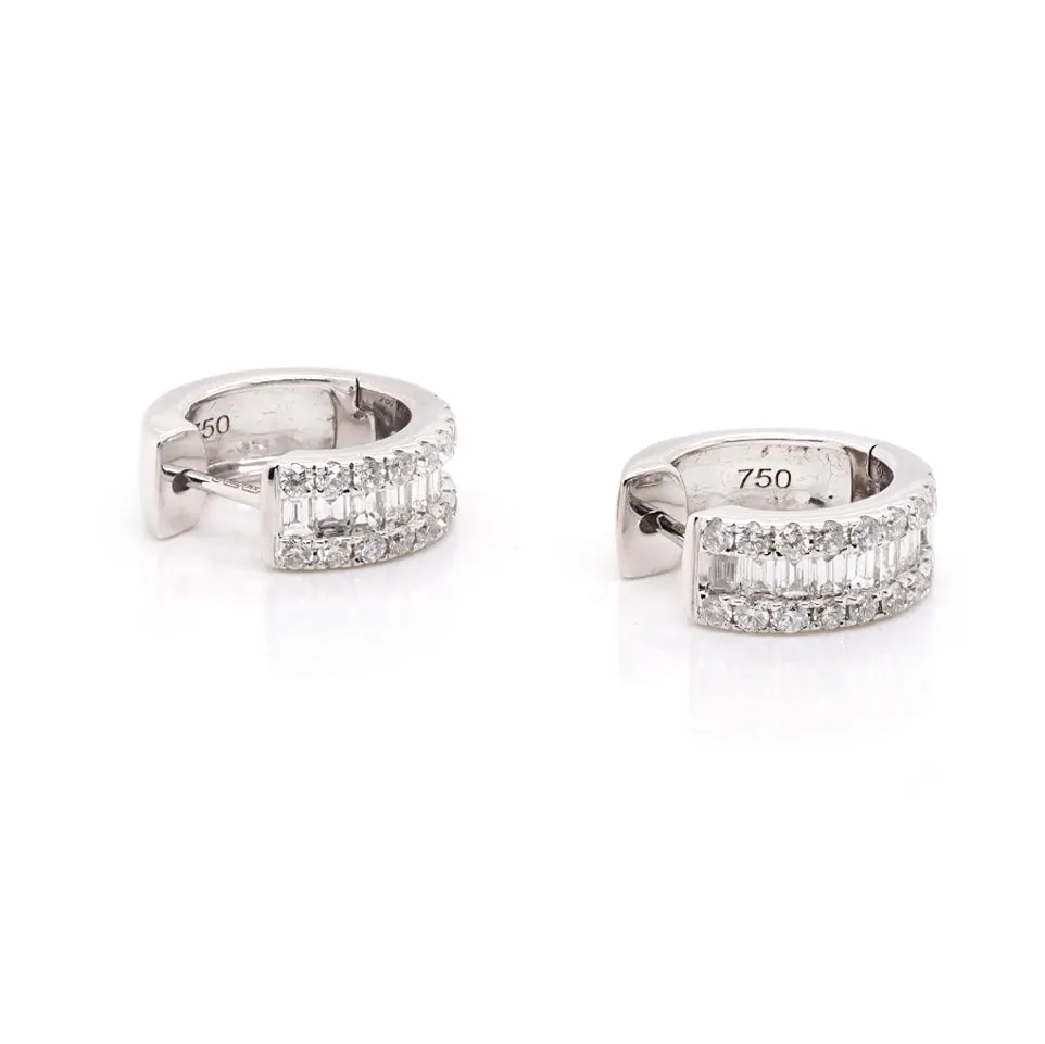 18ct White Gold Diamond Set Huggie Earrings