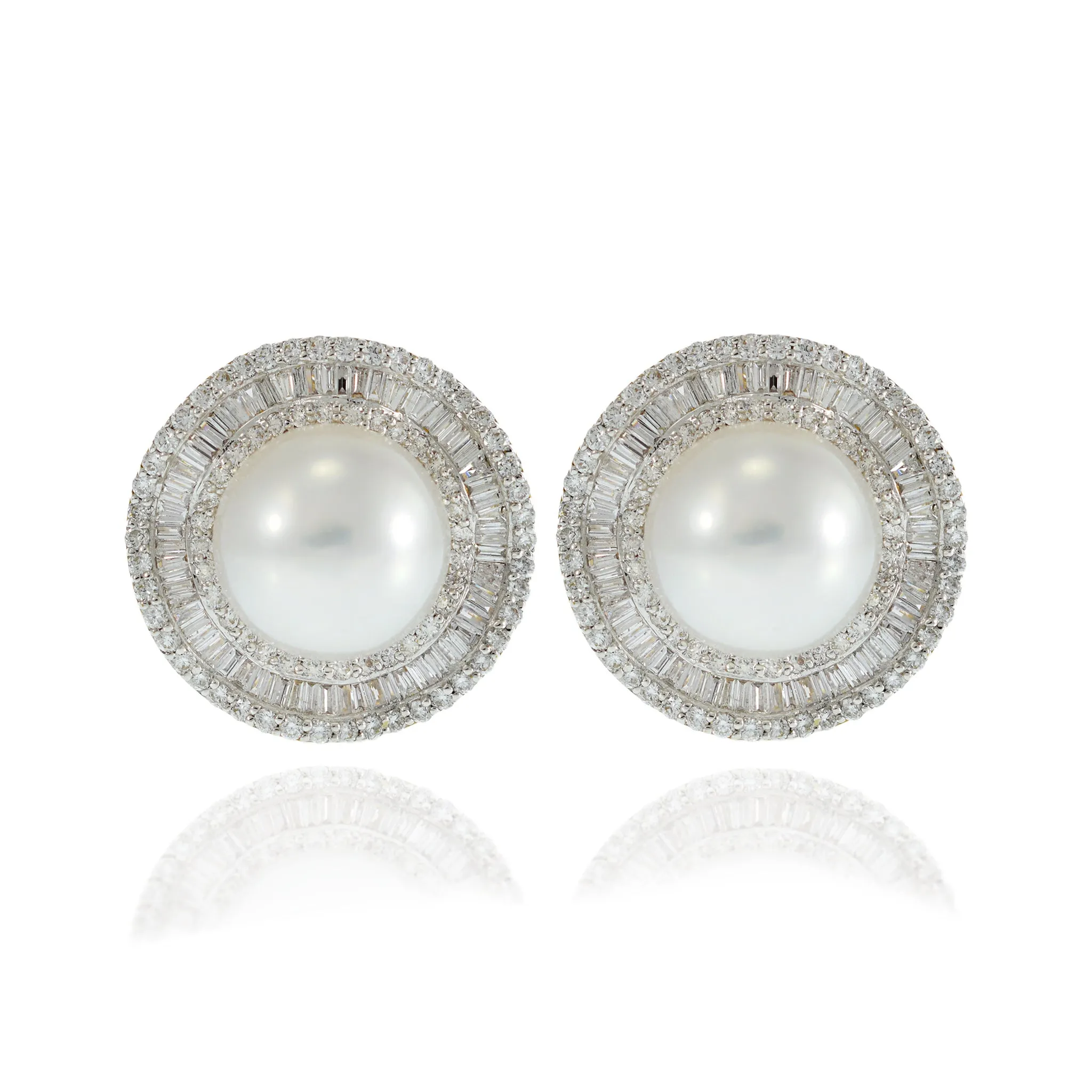 18KT Yellow Gold South Sea Pearl and Diamond Earrings