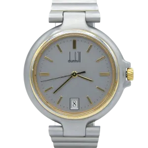 1980s Alfred Dunhill Millennium Mid-Size Watch - Gold Tone and Steel - Swiss Quartz