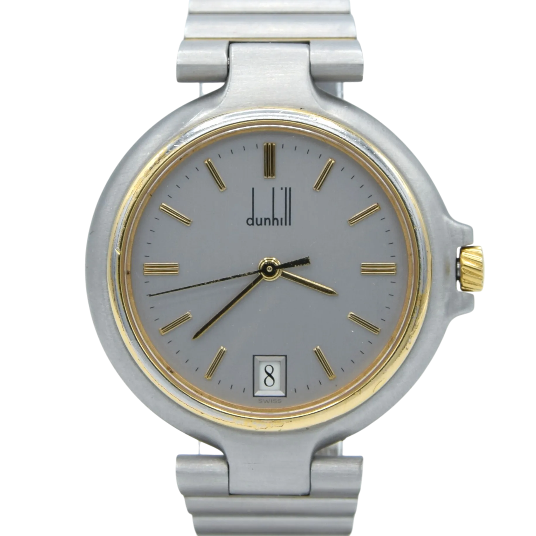 1980s Alfred Dunhill Millennium Mid-Size Watch - Gold Tone and Steel - Swiss Quartz