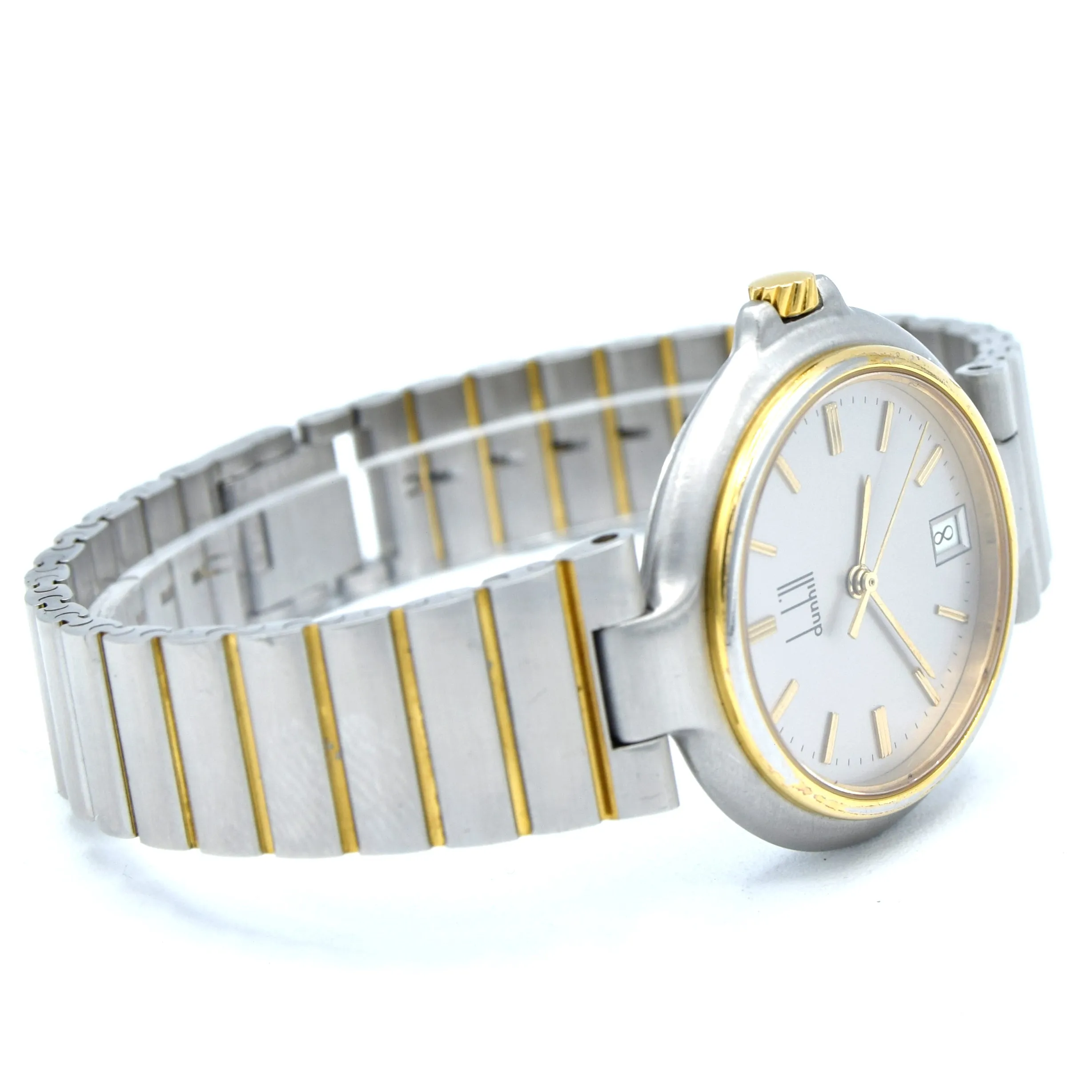 1980s Alfred Dunhill Millennium Mid-Size Watch - Gold Tone and Steel - Swiss Quartz