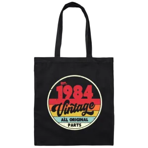 1984 Vintage Design, Retro 1984 Bitthday Canvas Tote Bag