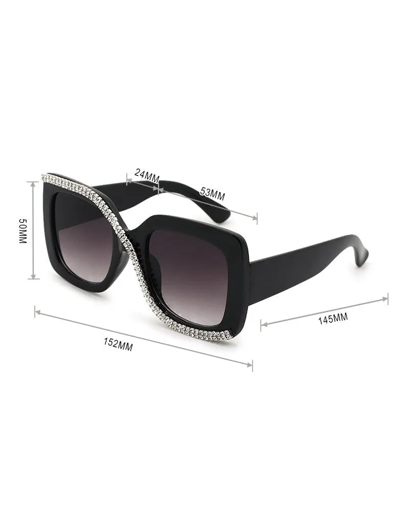 1Pair Diamond Oversized Square Sunglasses