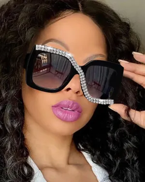 1Pair Diamond Oversized Square Sunglasses