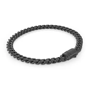 6mm Curb Matt Black Studded Bracelet