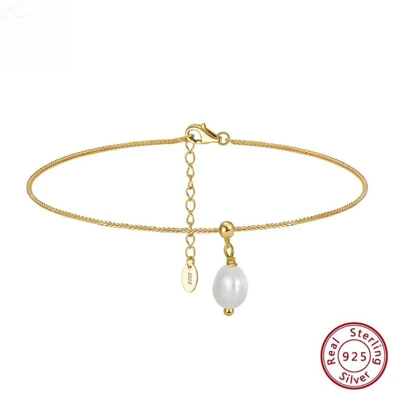 925 Sterling Silver 1.1mm Chopin Chain Anklet for Women