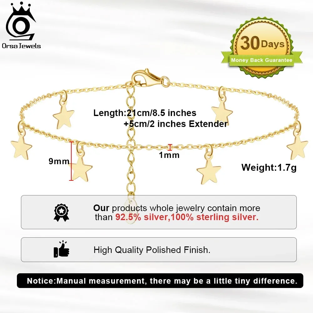 925 Sterling Silver Star Anklets for Women