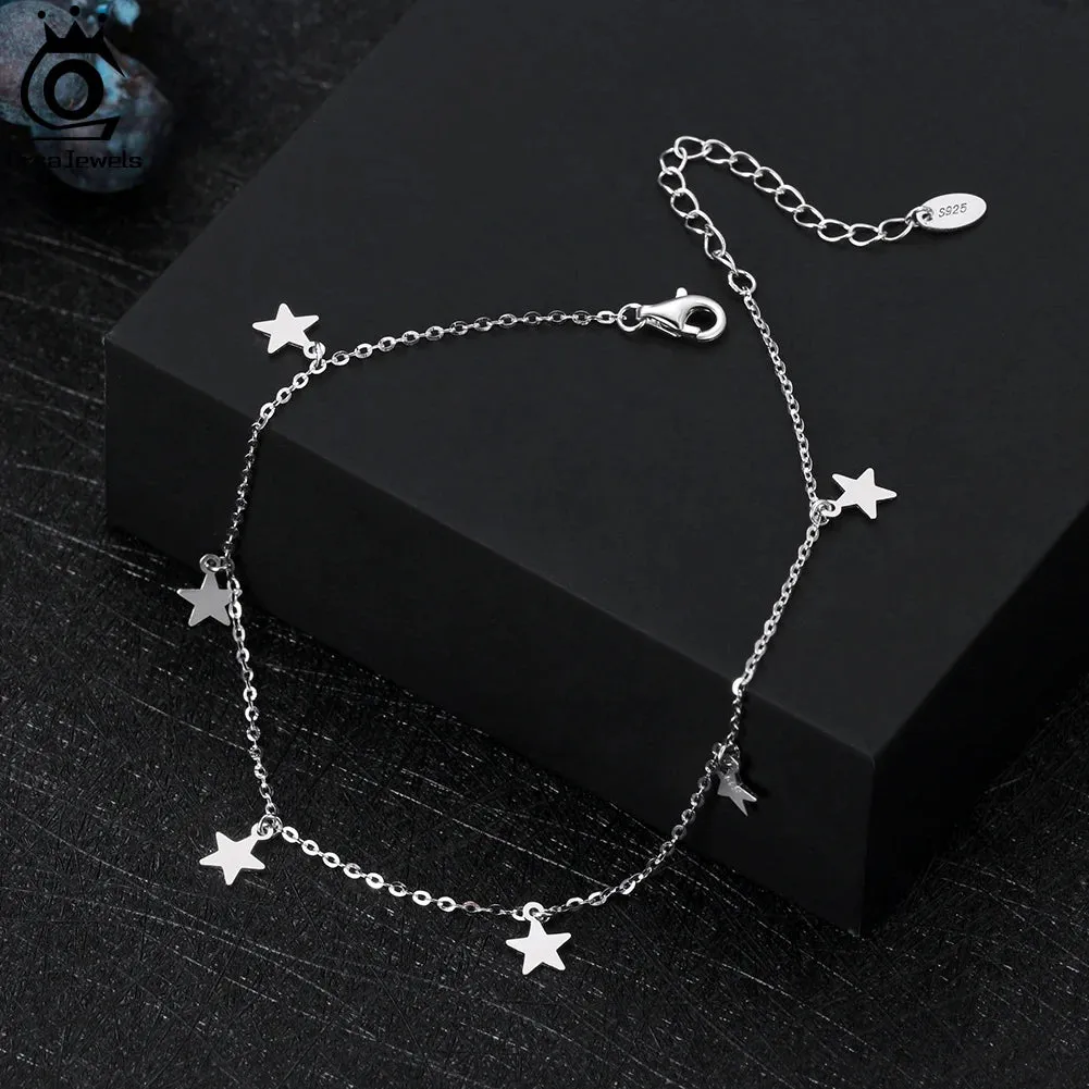 925 Sterling Silver Star Anklets for Women