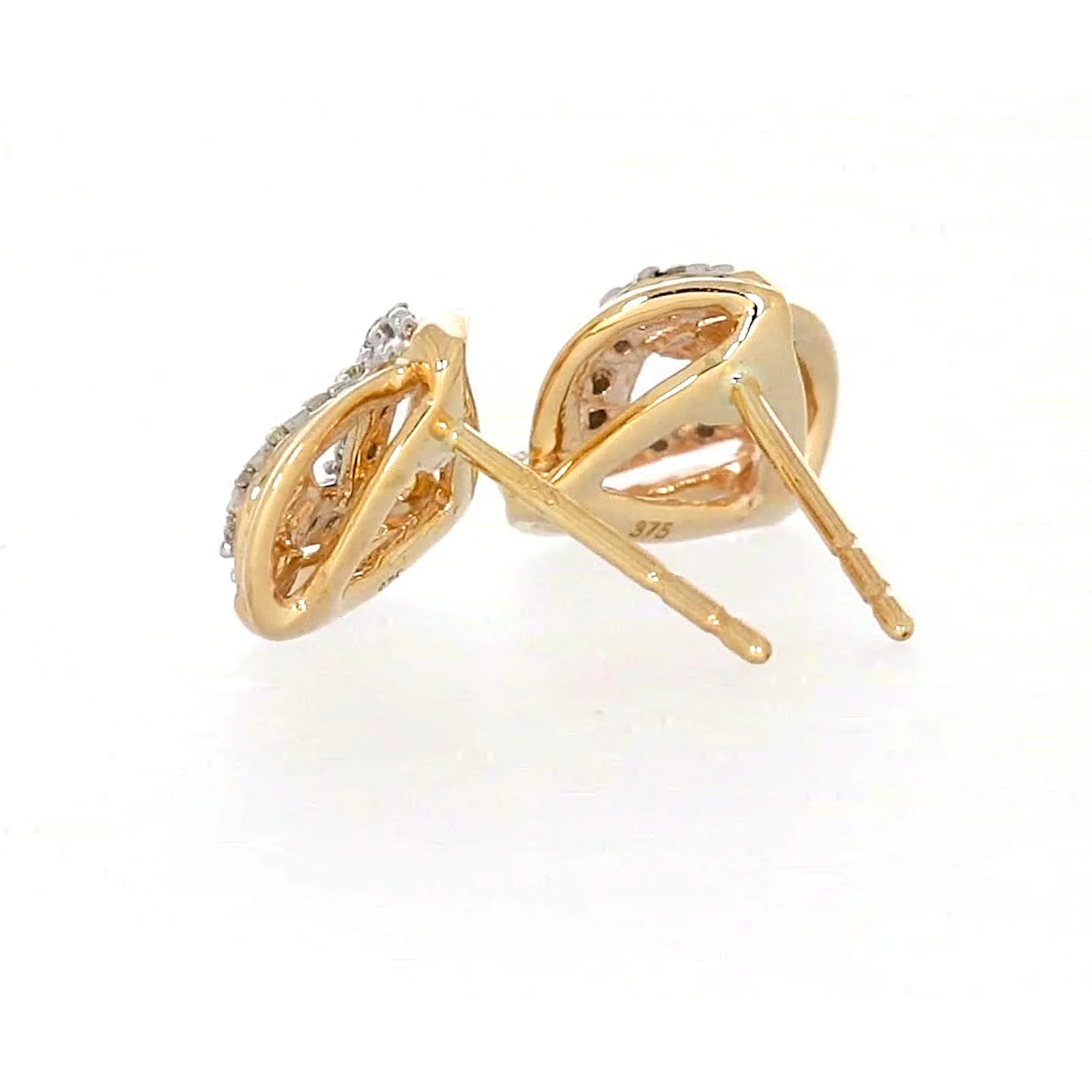 9ct Yellow Gold Round Brilliant Cut 0.12 CARAT tw of Diamonds Stud Earrings