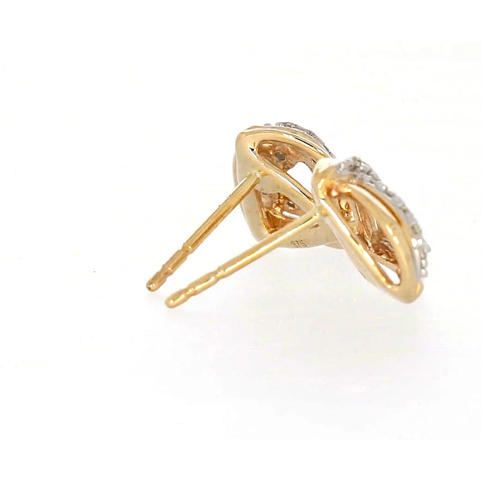 9ct Yellow Gold Round Brilliant Cut 0.12 CARAT tw of Diamonds Stud Earrings