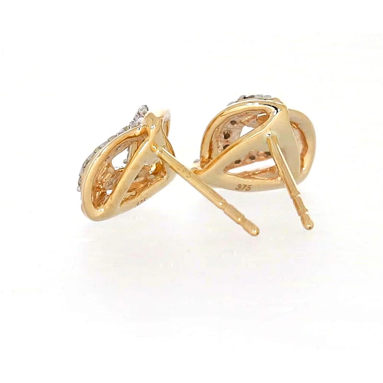 9ct Yellow Gold Round Brilliant Cut 0.12 CARAT tw of Diamonds Stud Earrings