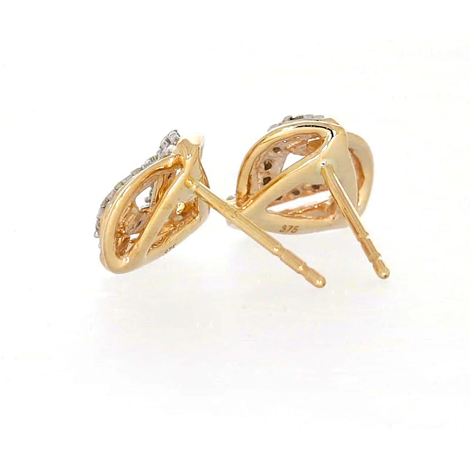 9ct Yellow Gold Round Brilliant Cut 0.12 CARAT tw of Diamonds Stud Earrings