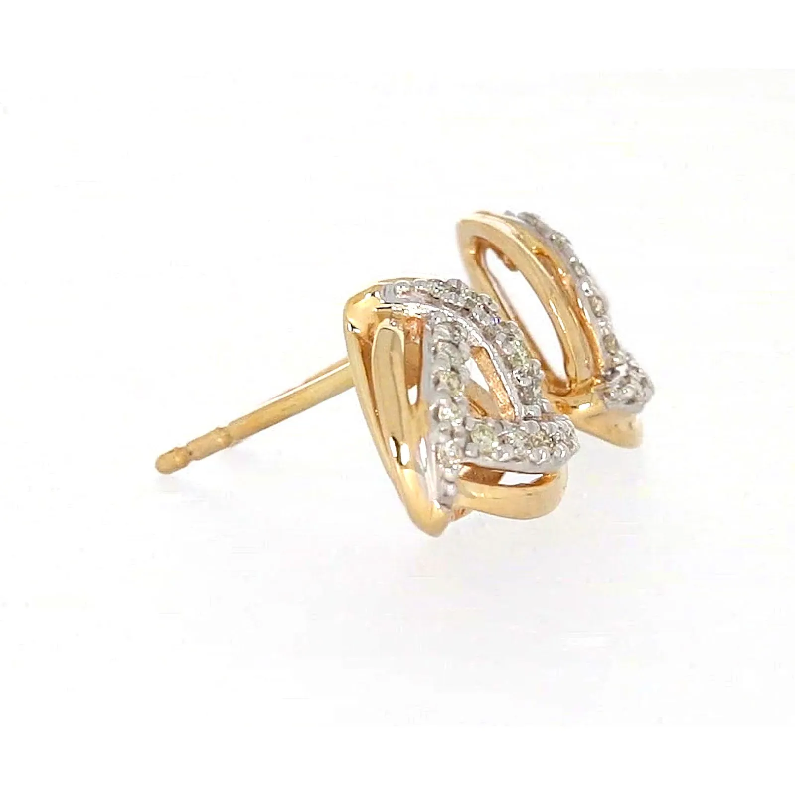 9ct Yellow Gold Round Brilliant Cut 0.12 CARAT tw of Diamonds Stud Earrings