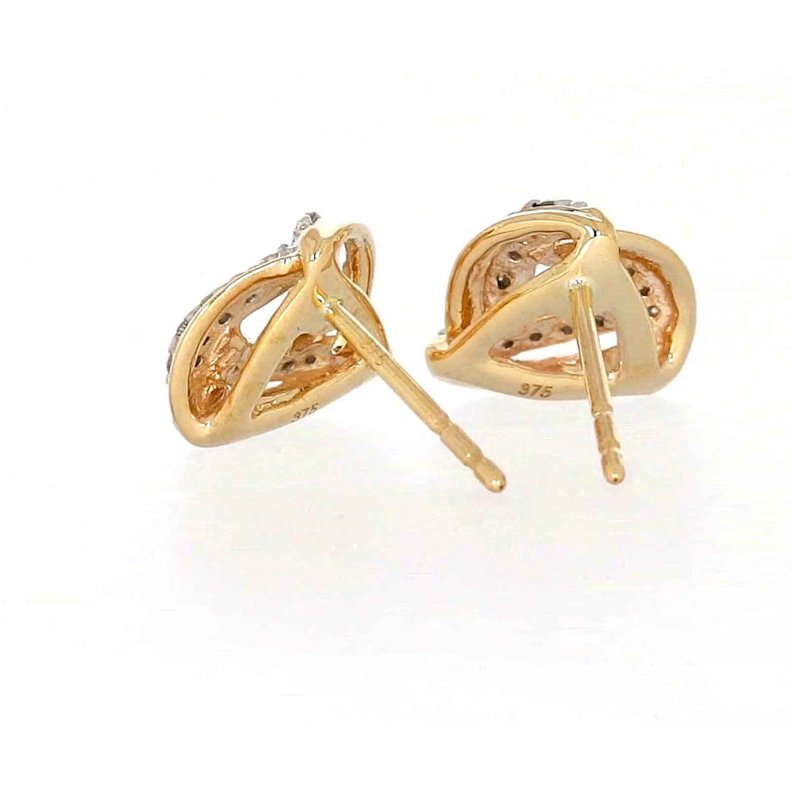 9ct Yellow Gold Round Brilliant Cut 0.12 CARAT tw of Diamonds Stud Earrings