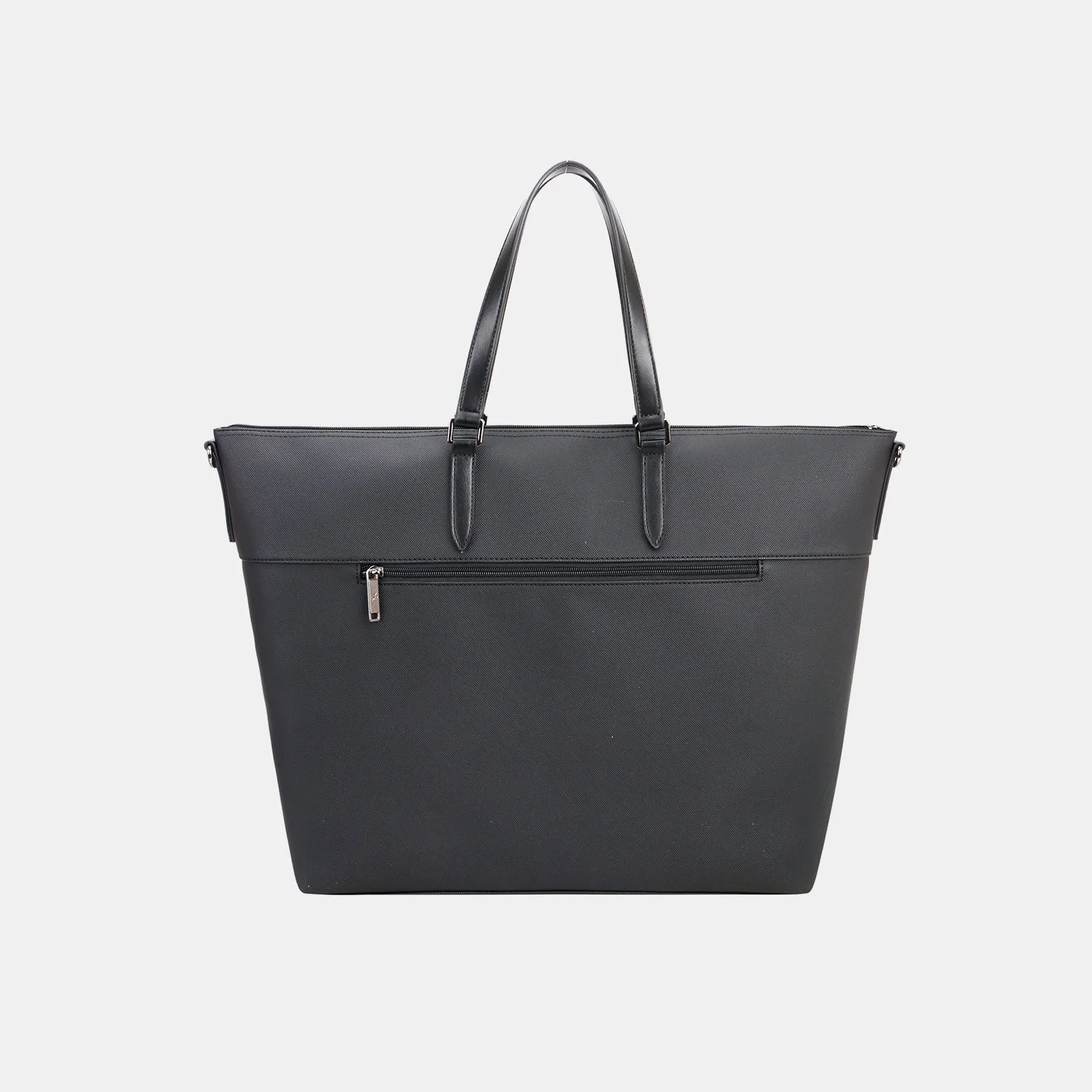 Black Vegan Leather Large Tote Bag