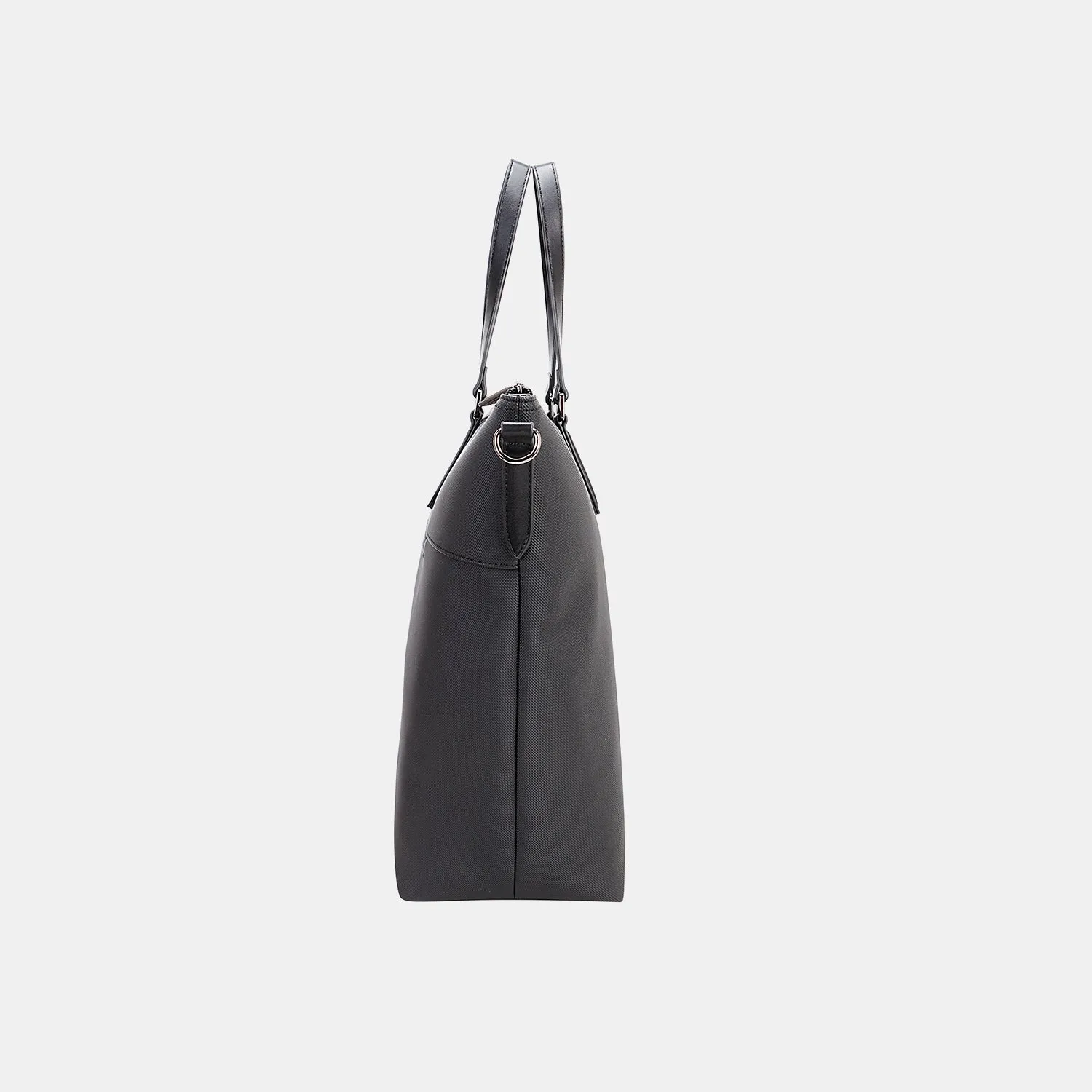 Black Vegan Leather Large Tote Bag