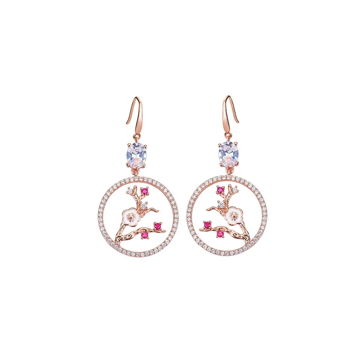 Bloom Plum Trees Rose Gold Earrings