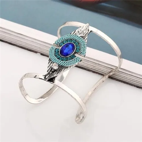 Blue Geometric Gem Hollow Bangle