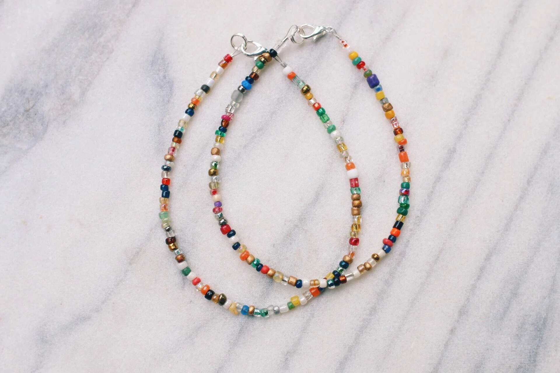 Bohemian Mixed Glass Beaded Anklet