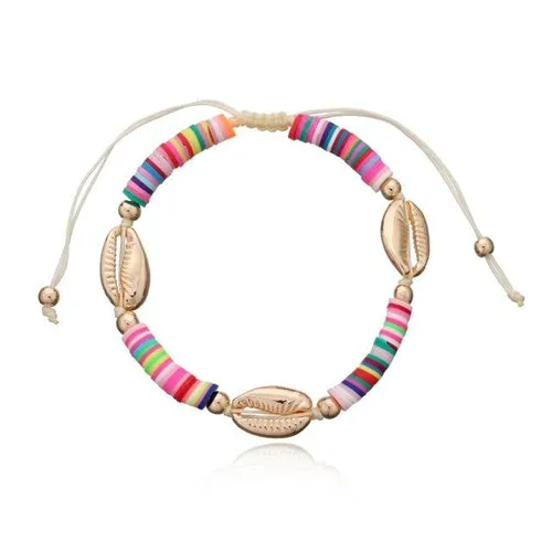 Boho Fashion Adjustable Soft Pottery Shelly Charm Anklet For Women