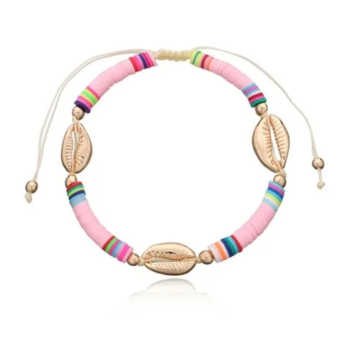 Boho Fashion Adjustable Soft Pottery Shelly Charm Anklet For Women
