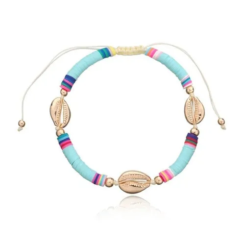 Boho Fashion Adjustable Soft Pottery Shelly Charm Anklet For Women