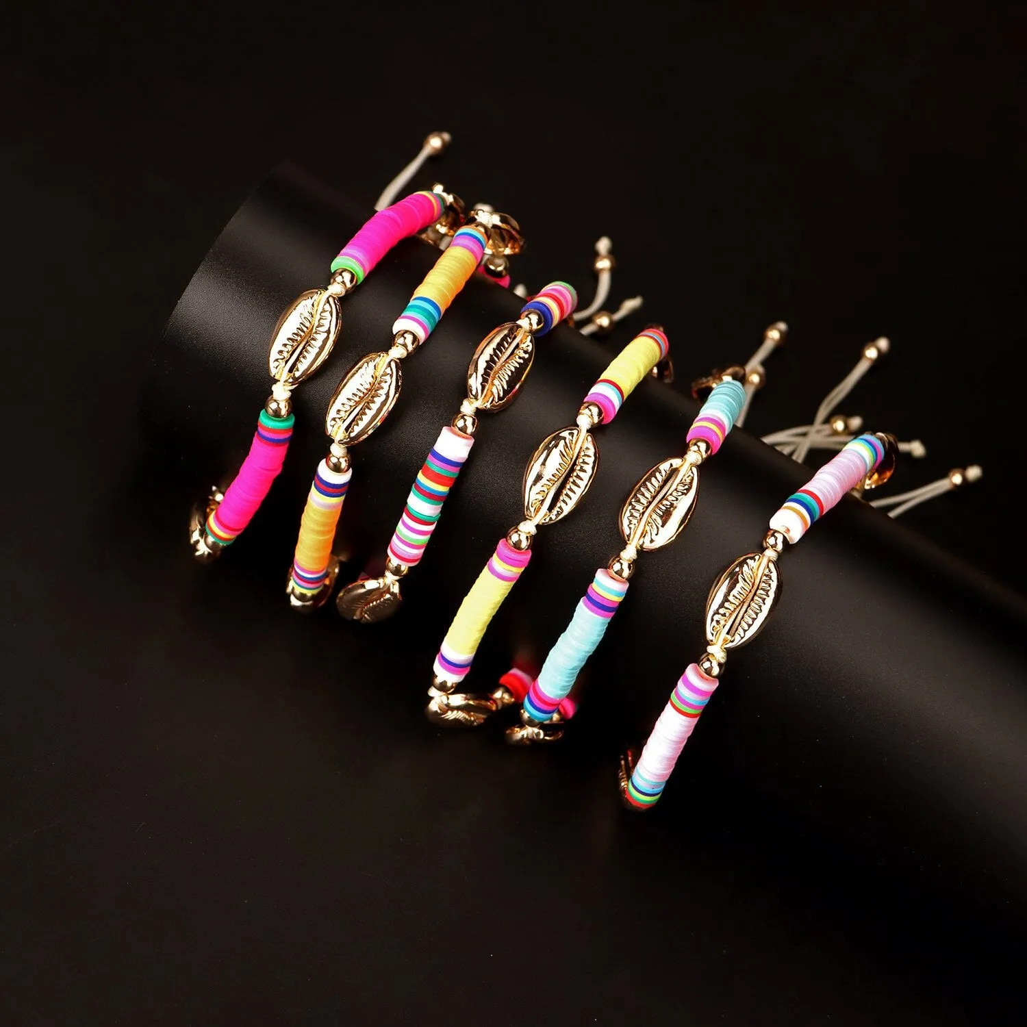 Boho Fashion Adjustable Soft Pottery Shelly Charm Anklet For Women