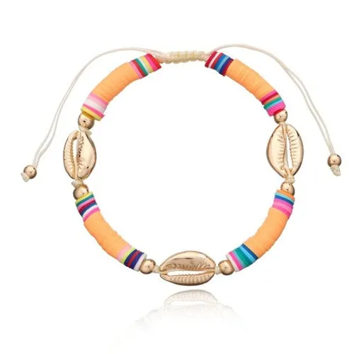 Boho Fashion Adjustable Soft Pottery Shelly Charm Anklet For Women