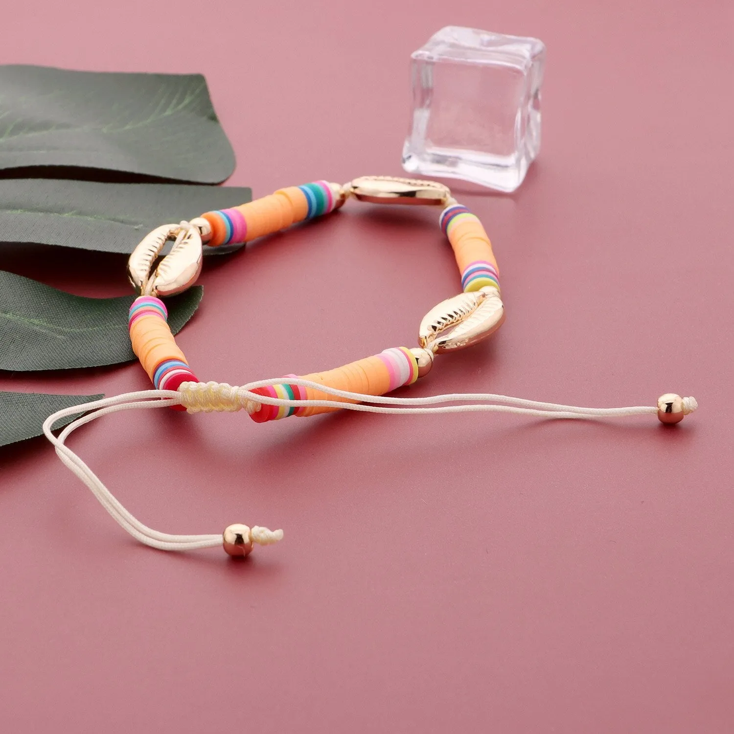 Boho Fashion Adjustable Soft Pottery Shelly Charm Anklet For Women