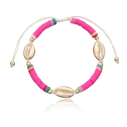 Boho Fashion Adjustable Soft Pottery Shelly Charm Anklet For Women