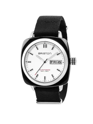 Briston Clubmaster Sport Acetate HMS Black With White Dial Black Nato Strap 42mm