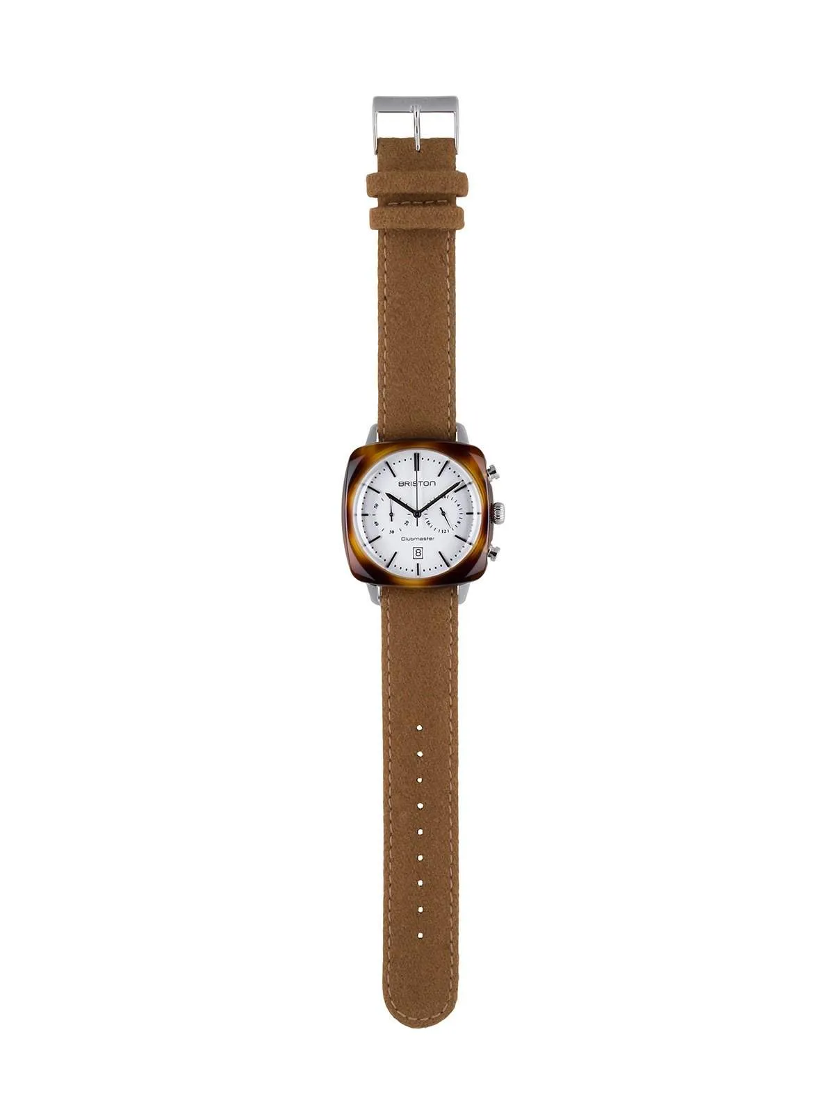 Briston Clubmaster Vintage Acetate Chronograph Tortoise Shell White Dial 40mm