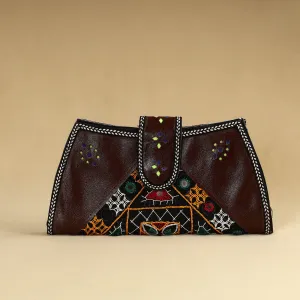 Brown - Kutch Embroidery Cotton Handmade Leather Wallet 49