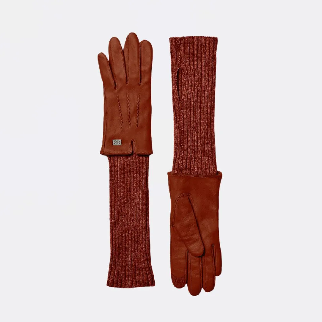 Carmel-N Leather Gloves With Knit Lining
