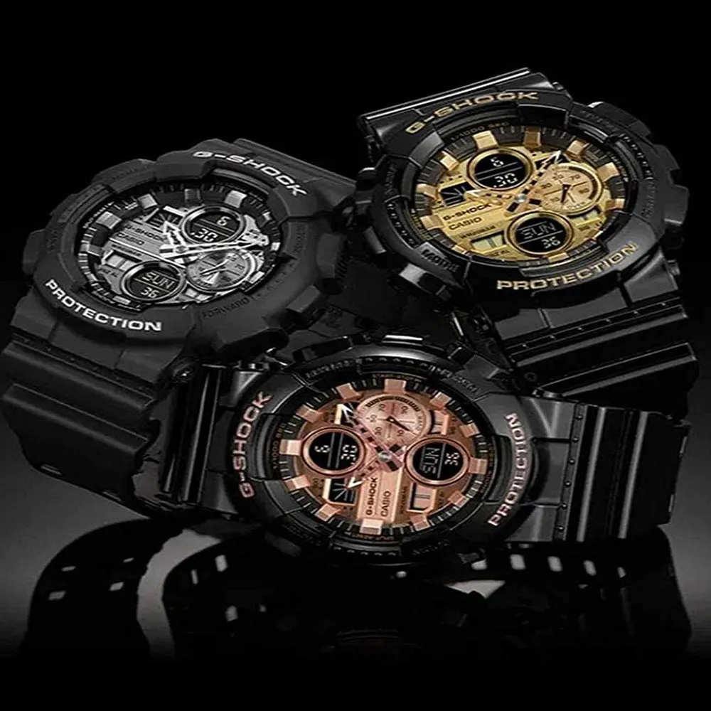 Casio Men's G-Shock Black Rubber Strap Gunmetal Analog-Digital Dial Quartz Watch - GA-140GM-1A1CR