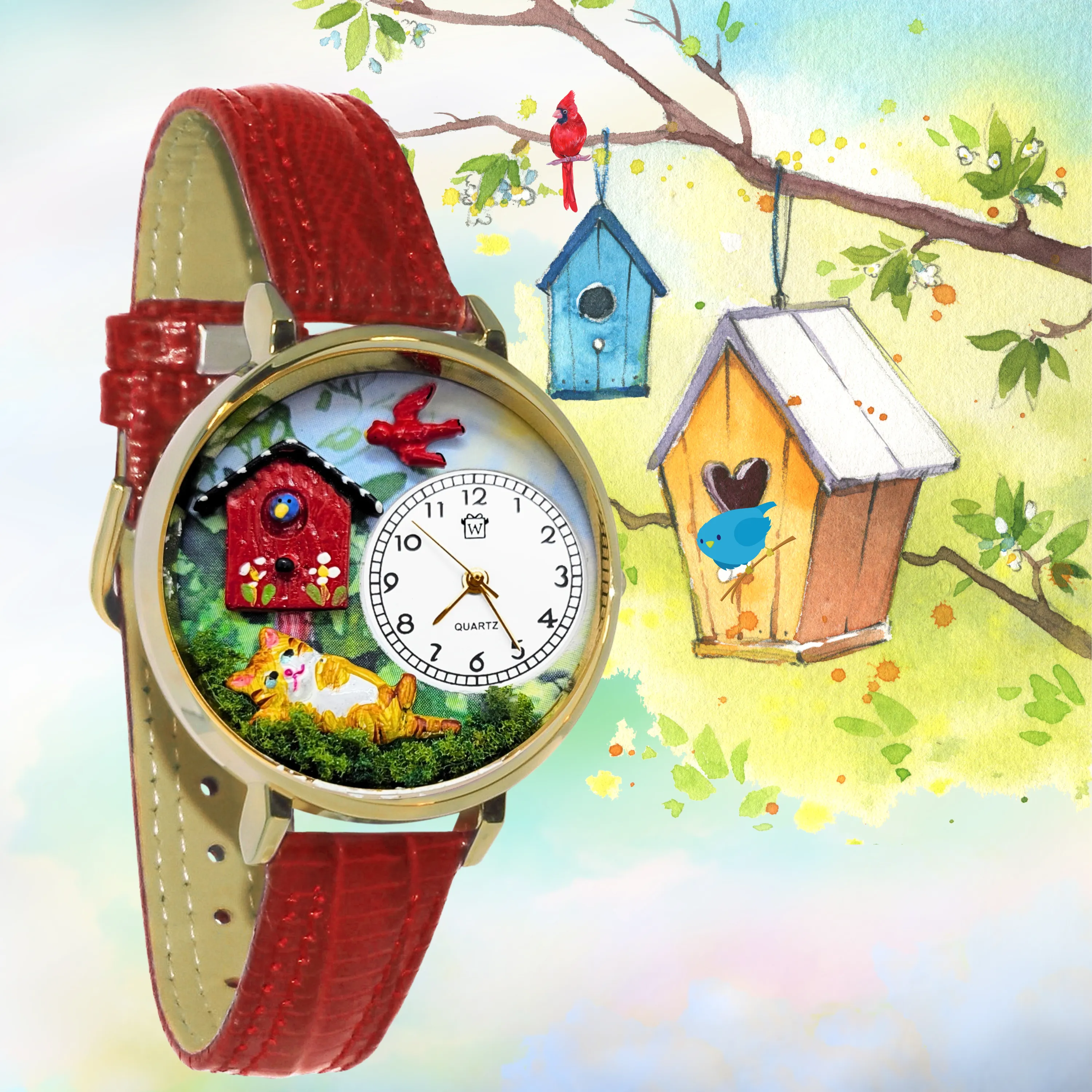 Cat Bird Daydream 3D Watch Large Style