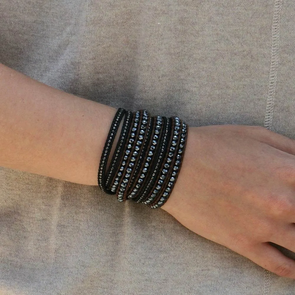 Chan Luu Hematite on Brown Leather