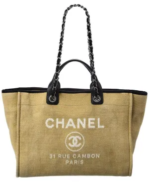 Chanel Neutral Canvas Large Deauville Tote (Authentic Pre-Owned)